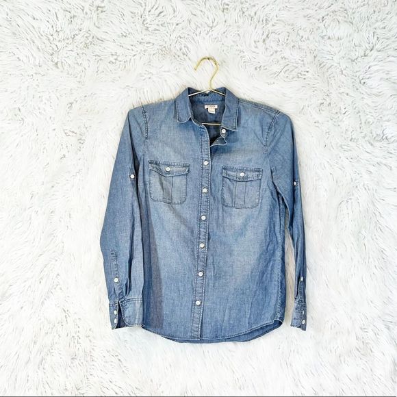 J. Crew Factory Tops - J.Crew Chambray Button-Down Top